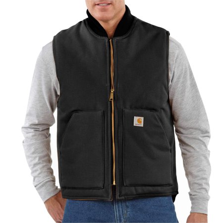 CARHARTT Relaxed Fit Firm Duck Insulated Rib Collar Vest, Black, Medium, REG V01-BLKMREG